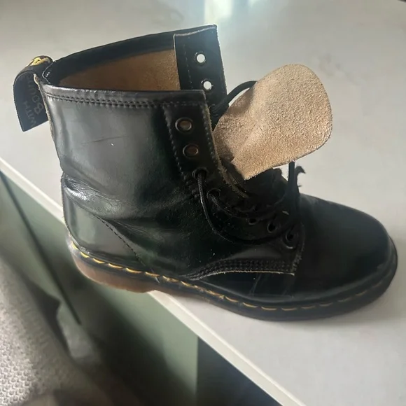 Dr. Martens Black and Green Combat Boots - Picture 6 of 6